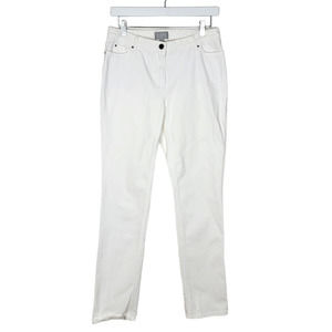 Pure Collection Brand White Mid Rise Straight Leg High Rise Jeans - Size 6 Long